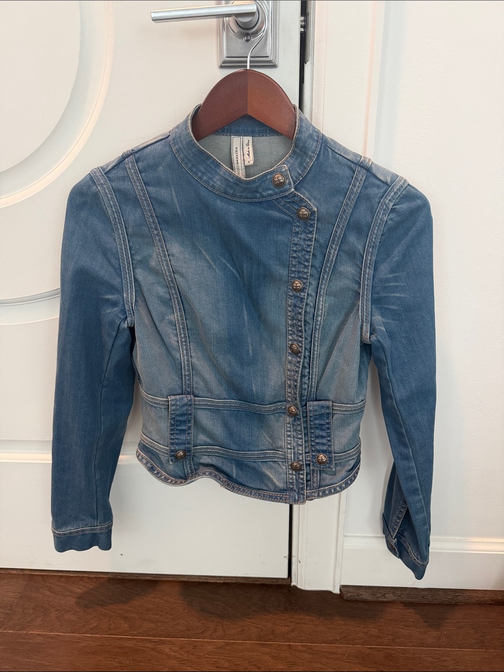 BCBGMaxAzria Medium Blue Denim Moto-Style Jacket